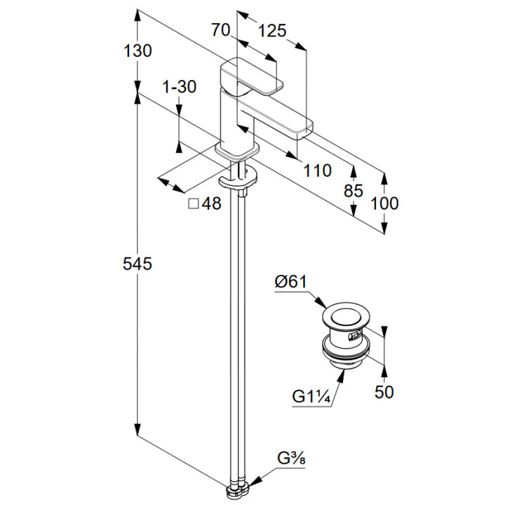 Bateria umywalkowa jednouchwytowa 85 DN15, Kludi Renon, chrom