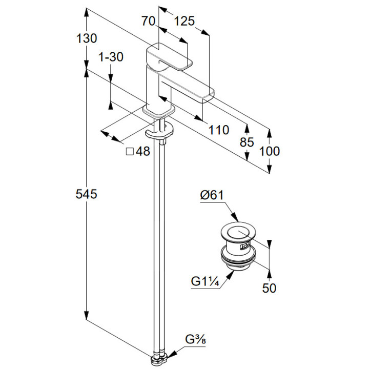 Bateria umywalkowa jednouchwytowa 85 DN15, Kludi Renon, biały mat