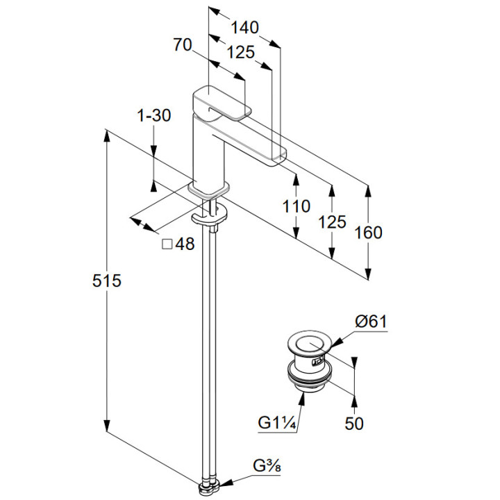 Bateria umywalkowa jednouchwytowa 110 DN15, Kludi Renon, biały mat