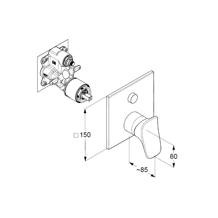 Bateria wannowo-natryskowa podtynkowa podtynkowa, Kludi Ambienta ,chrom