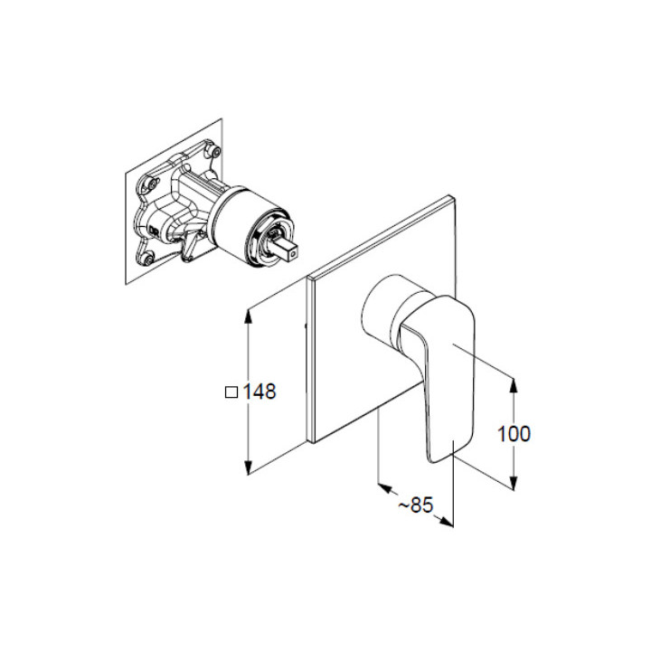 Bateria  podtynkowa z termostatem bez zaworu odcinającego, Kludi Balance, chrom