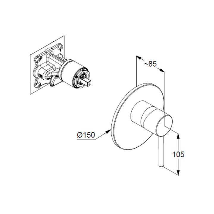 Bateria wannowo-natryskowa  z termostatem podtynkowa , Kludi Ameo, chrom