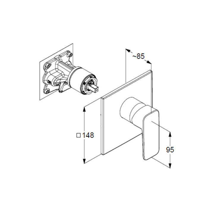 Bateria natryskowa z termostatem podtynkowa , Kludi Zenta SL, czarny mat