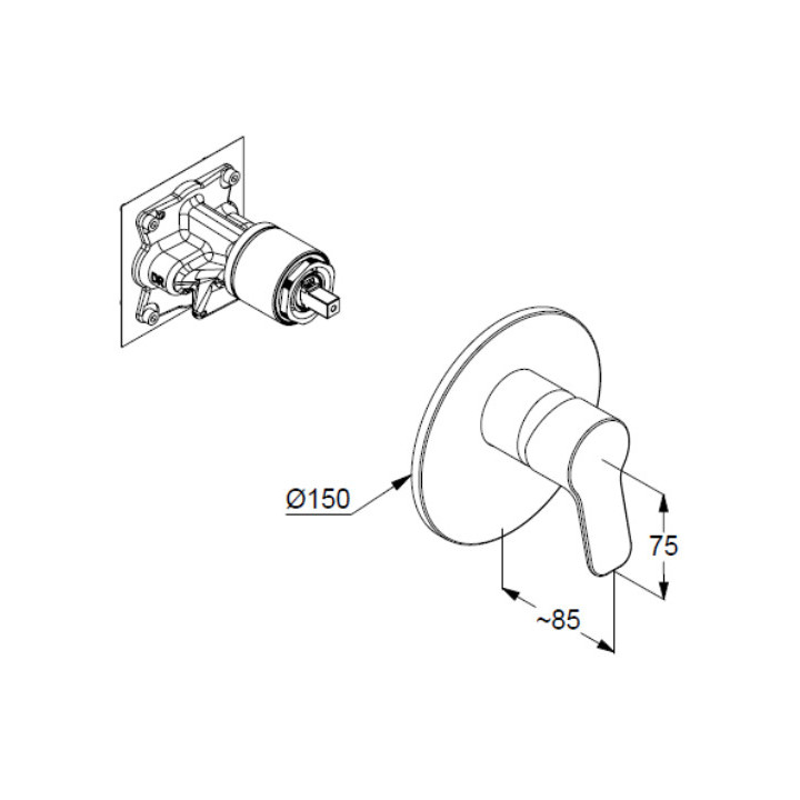 Bateria wannowo-natryskowa podtynkowa , Kludi Pure&Solid, chrom