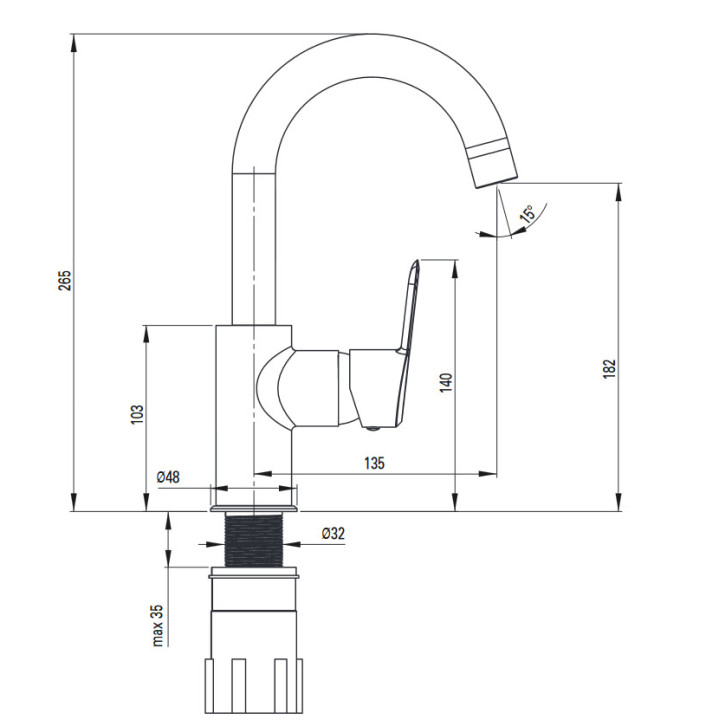Bateria umywalkowa wysoka , Deante Arnika, nero