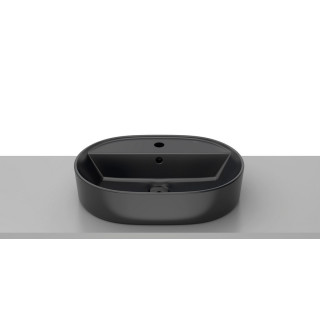 Umywalka nablatowa Roca Gap Round, 55x39cm, z przelewem, czarny mat