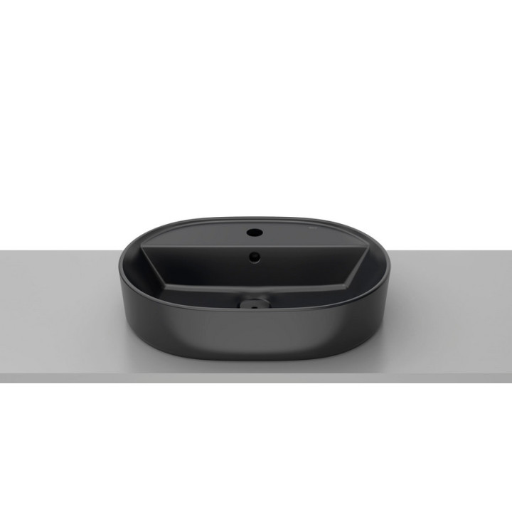 Umywalka nablatowa Roca Gap Round, 55x39cm, z przelewem, czarny mat