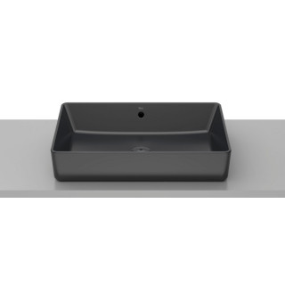 Umywalka nablatowa Roca Gap Round, 55x40cm, z przelewem, z otworem na baterię , czarny mat