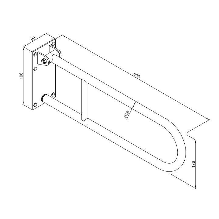 Uchwyt półokrągły uchylny z płytą 60cm, Andex, stal nierdzewna polerowana