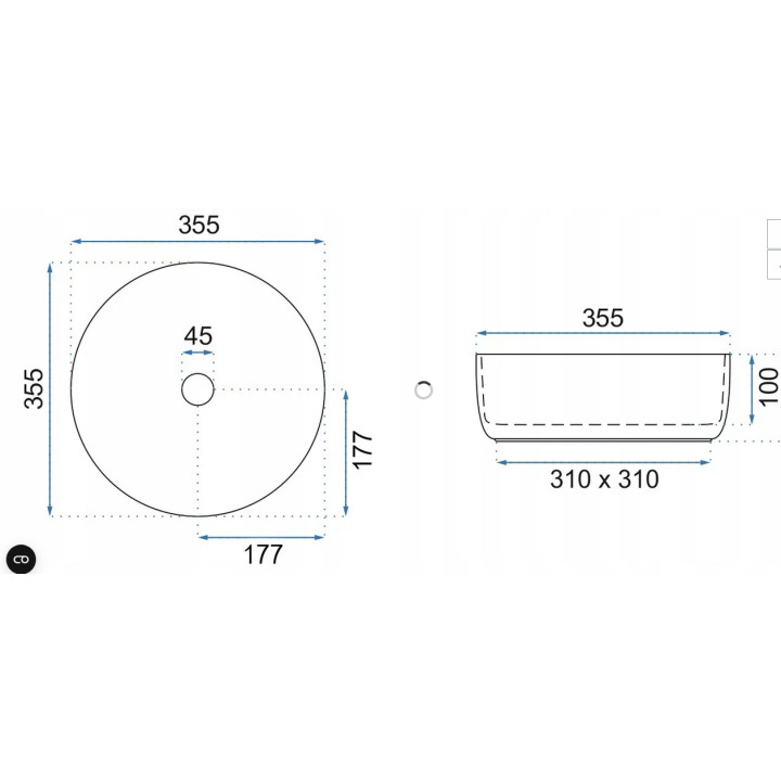 Umywalka nablatowa Rea Elma 45 cm - biała