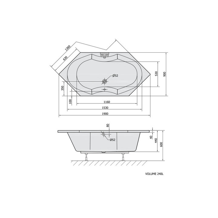 Wanna owalna 180x85x49cm Polysan IO, biała
