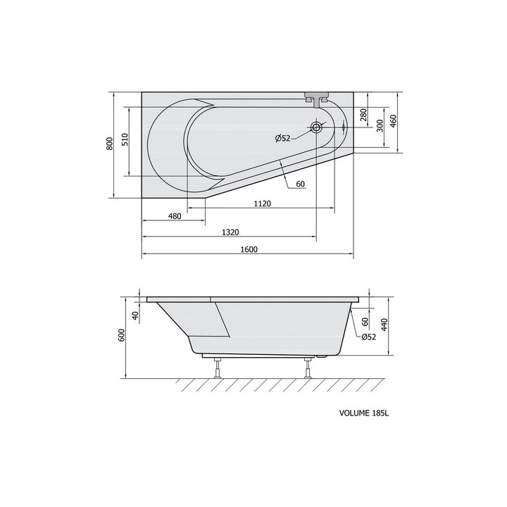 Wanna akrylowa 136x136x44cm Polysan TOKATA, biała