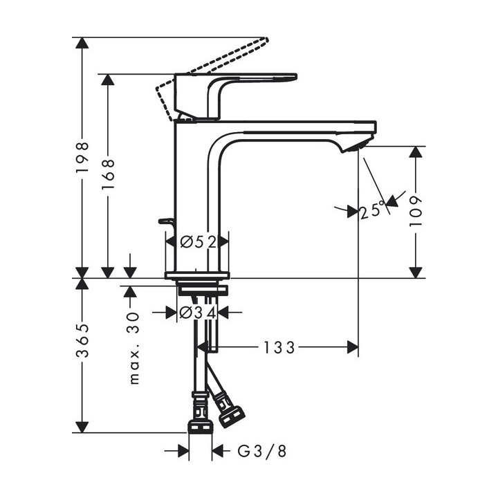 Bateria umywalkowa Hansgrohe Rebris E jednouchwytowa 80 CoolStart bez kompletu odpływowego - czarny mat