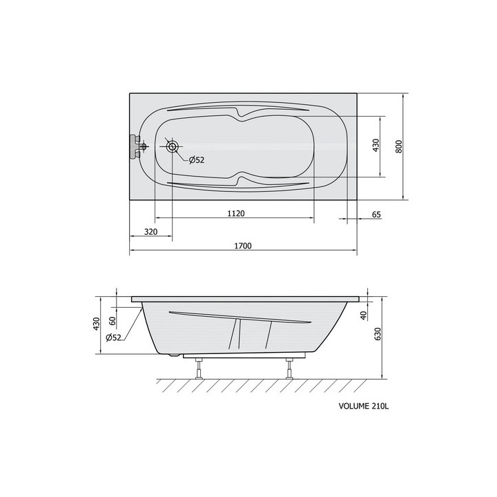 Wanna asymetryczna 160x95x44cm Polysan MABMBA R, prawa, biała