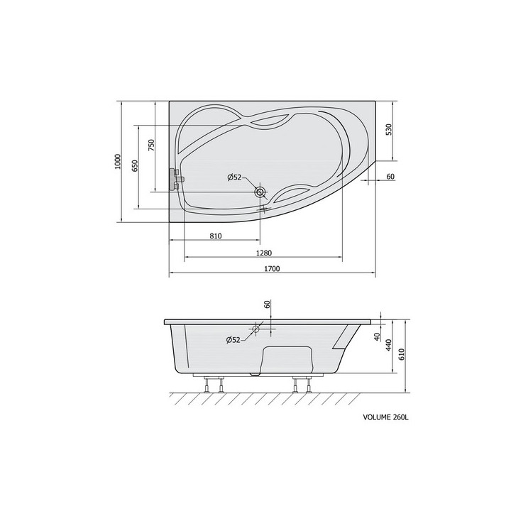 Wanna okrągła z konstrukcją 172x172x49cm Polysan ROYAL CORNER,  biała