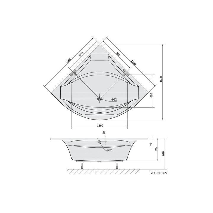 Wanna prostokątna 190x100x47cm Polysan SALSA,  biała