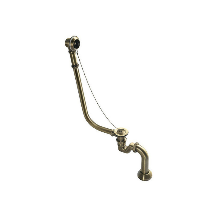 Syfon wannowy do instalacji zewnętrznej z łańcuszkiem i syfonem, Polysan Retro, chrom