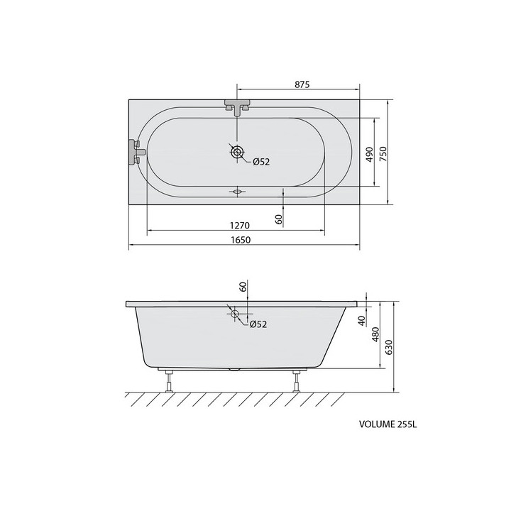 Wanna owalna 165x75x48cm Polysan ASTRA O, biała
