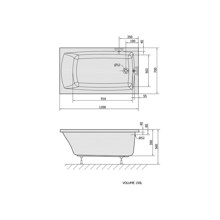 Wanna prostokątna 165x75x48cm Polysan ASTRA B, biała