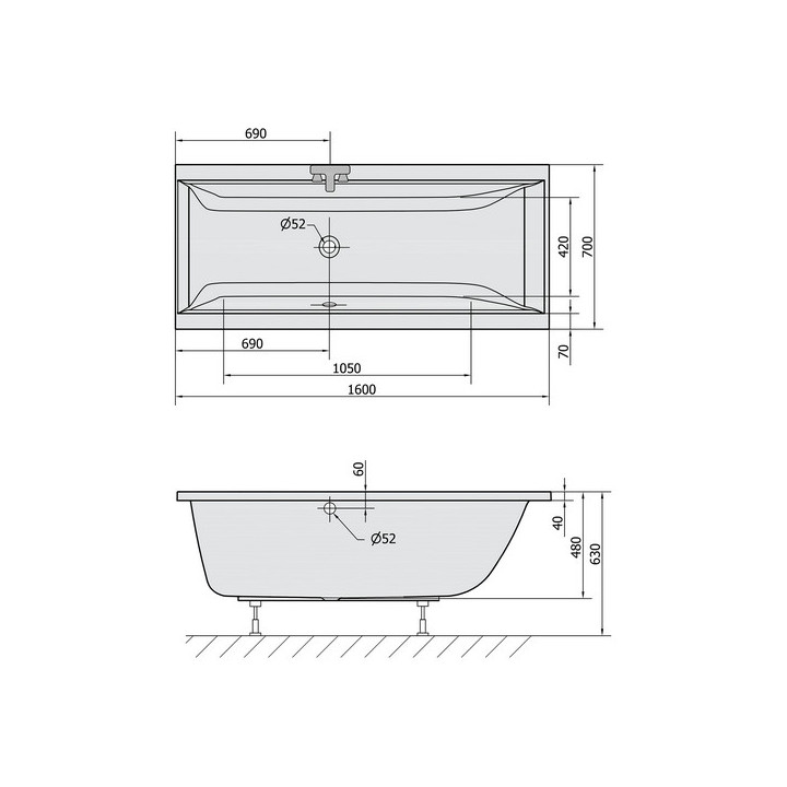 Wanna kwadratowa ze stelażem 175x175x50cm Polysan CLEO, biała