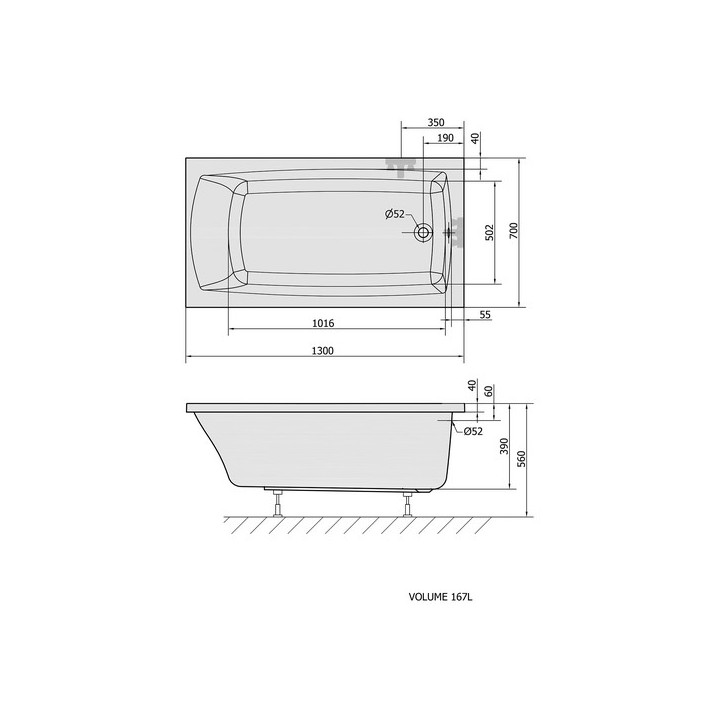 Wanna prostokątna 180x90x47cm Polysan CLEO, biała