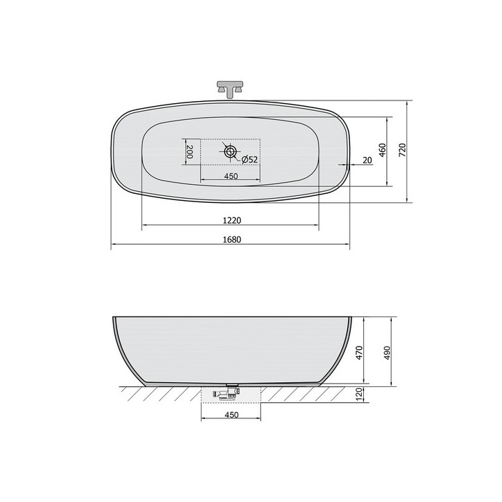 Wanna owalna 190x95x46cm Polysan STADIUM, , biała