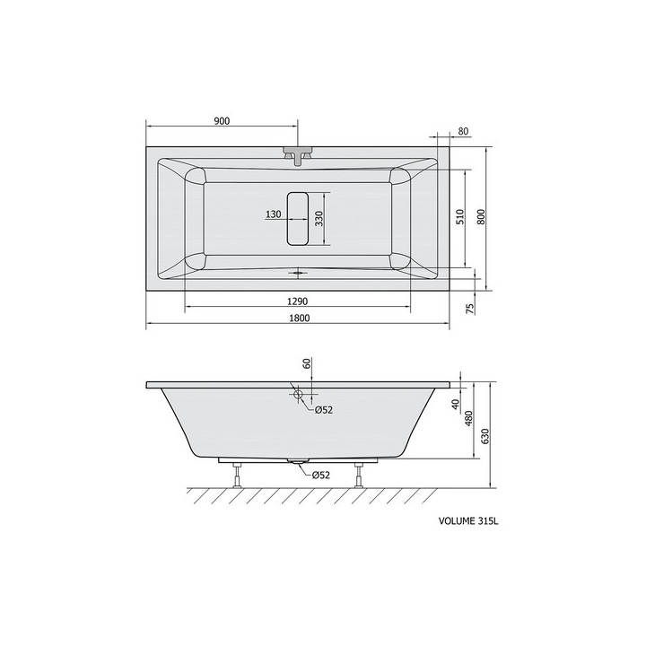 Wanna prostokątna 185x80x47cm Polysan VIVA B, biała