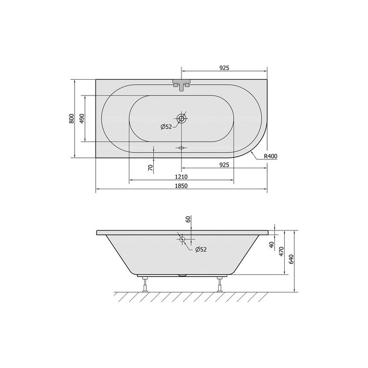 Wanna prostokątna 185x80x48cm Polysan MARLENE, biała