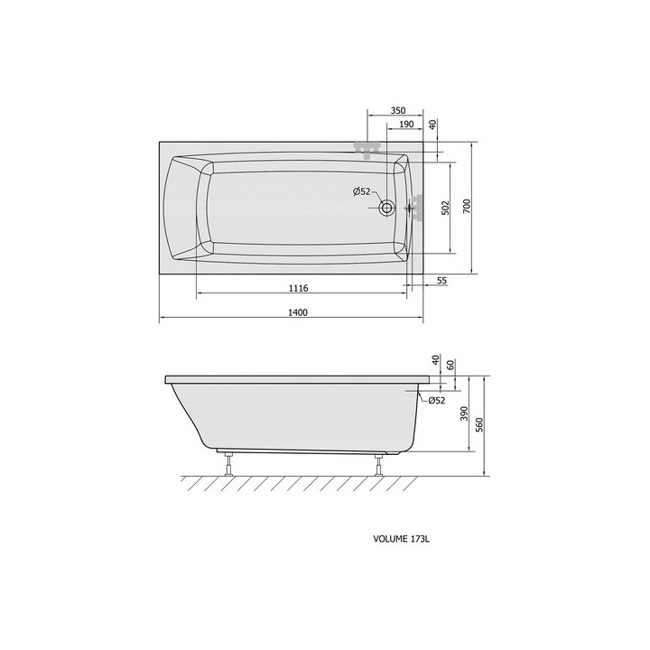 Wanna owalna 185x80x47cm Polysan VIVA O, biała