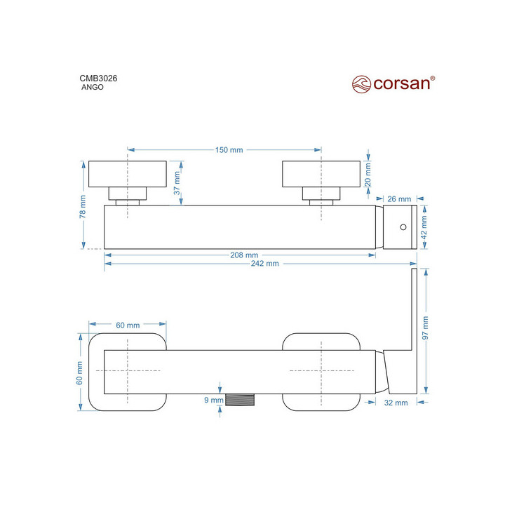 Zestaw prysznicowy Corsan Lugo czarna bateria ze słuchawką prysznicową