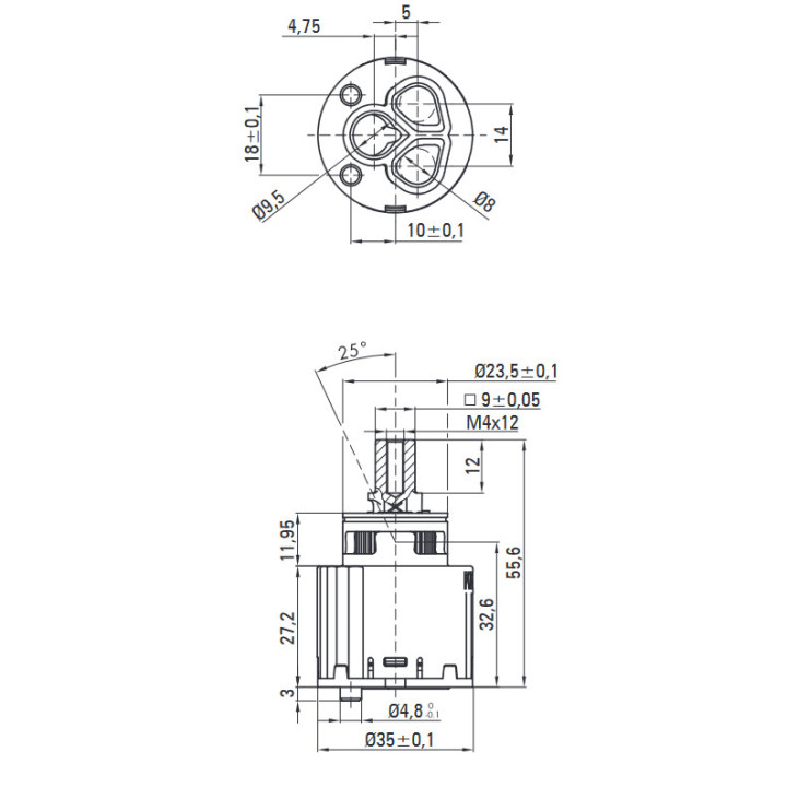 Bateria prysznicowa z przełącznikiem natrysku podtynkowa, Deante Arnika, nero
