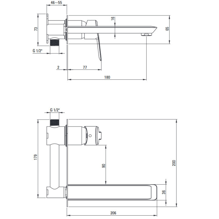 Bateria prysznicowa z przełącznikiem natrysku podtynkowa, Deante Arnika, nero