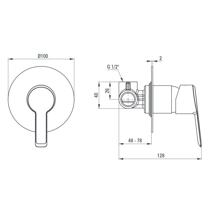 Bateria prysznicowa ścienna, Deante Arnika, titanium