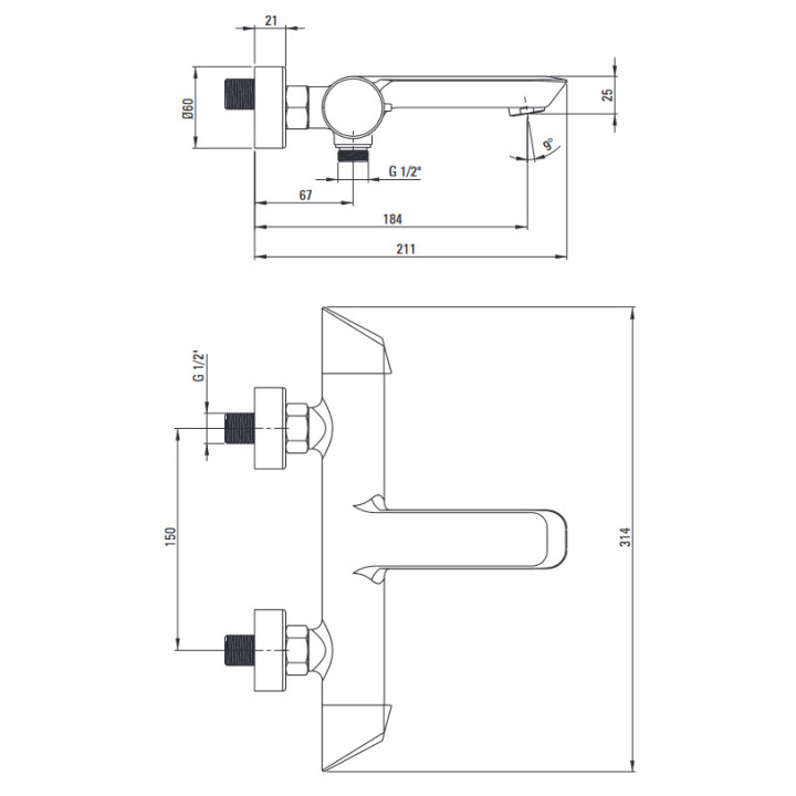 Bateria umywalkowa podtynkowa, Deante Arnika, titanium