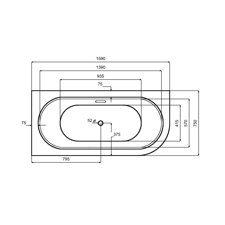 Wanna asymetryczna Besco Avita A-line z syfonem z napełnieniem przez przelew, 160x75cm, wersja lewa, akrylowa, biała