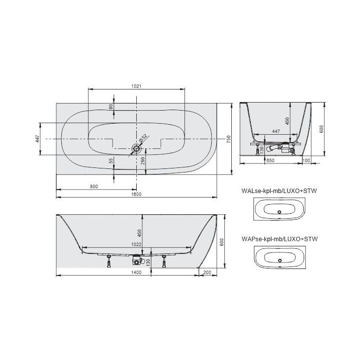 Wanna owalna Sanplast Basic WOW/BASIC 80x180+STW Do zabudowy 180x80 cm - biała