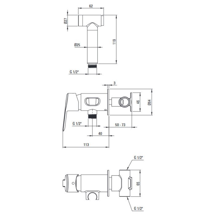 Bateria bidetowa, Deante Arnika, złoto szczotkowane