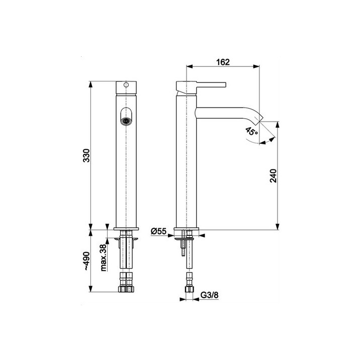 Bateria umywalkowa nablatowa, KFA Armatura Moza, złota szczotkowana