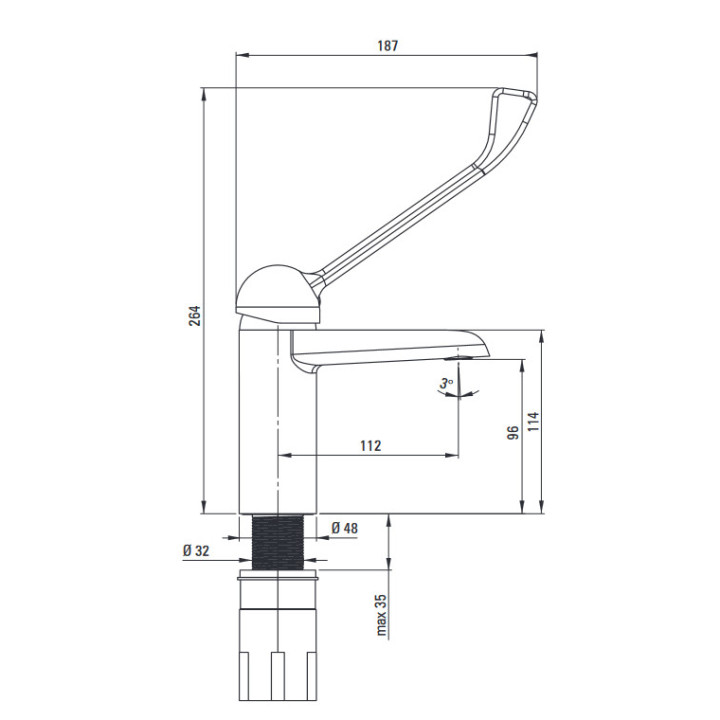 Bateria umywalkowa ścienna, Deante Corio, chrom