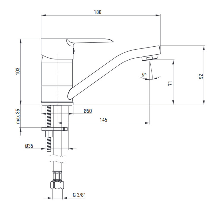 Bateria umywalkowa z Eco-głowicą, Deante Corio, chrom