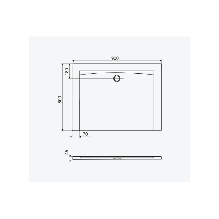 Brodzik prostokątny 90x80cm, niski, Excellent Forma, biały
