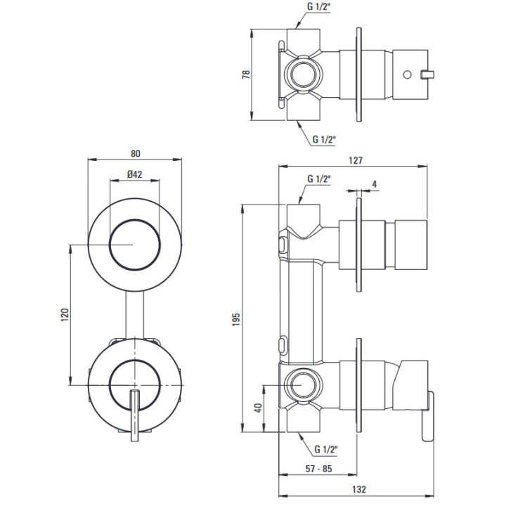 Bateria prysznicowa podtynkowa bez przełącznika natrysku, Deante Silia, chrom