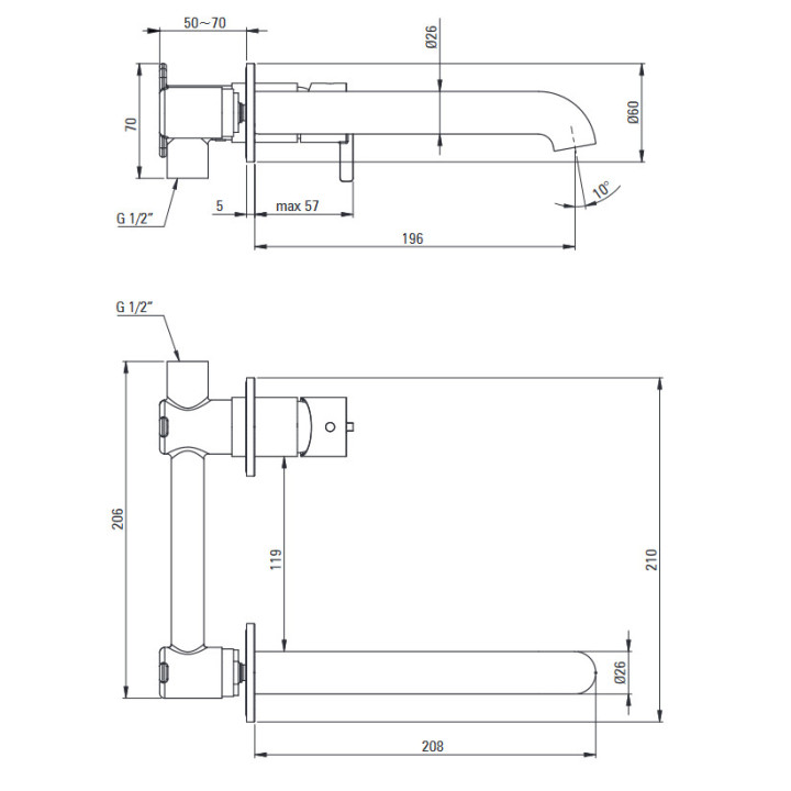 Bateria prysznicowa podtynkowa z przełącznikiem natrysku, Deante Silia, chrom