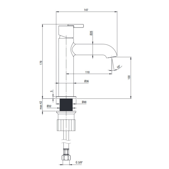 Bateria umywalkowa wysoka, Deante Silia, bianco