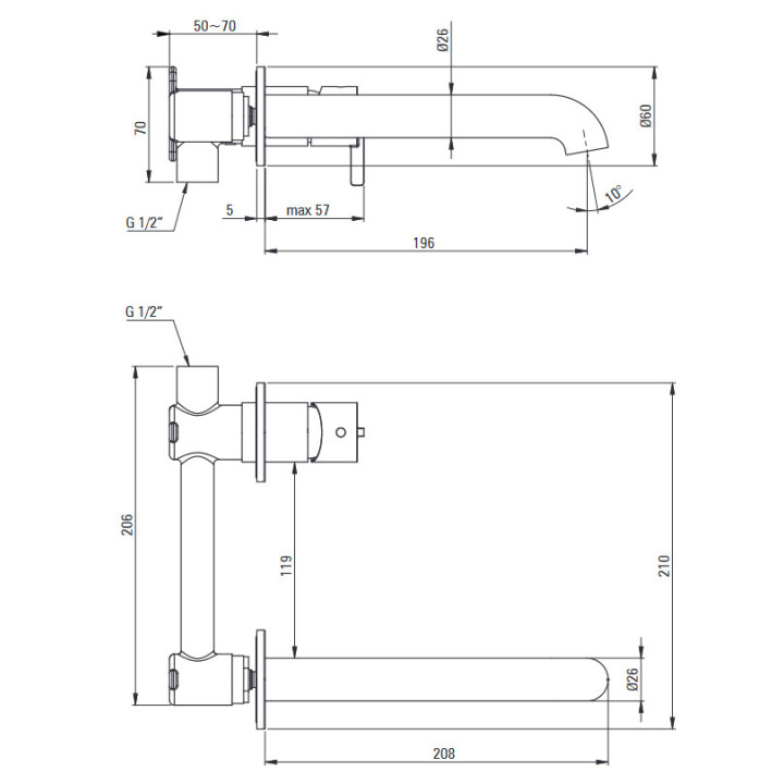 Bateria prysznicowa podtynkowa z przełącznikiem natrysku, Deante Silia, bianco