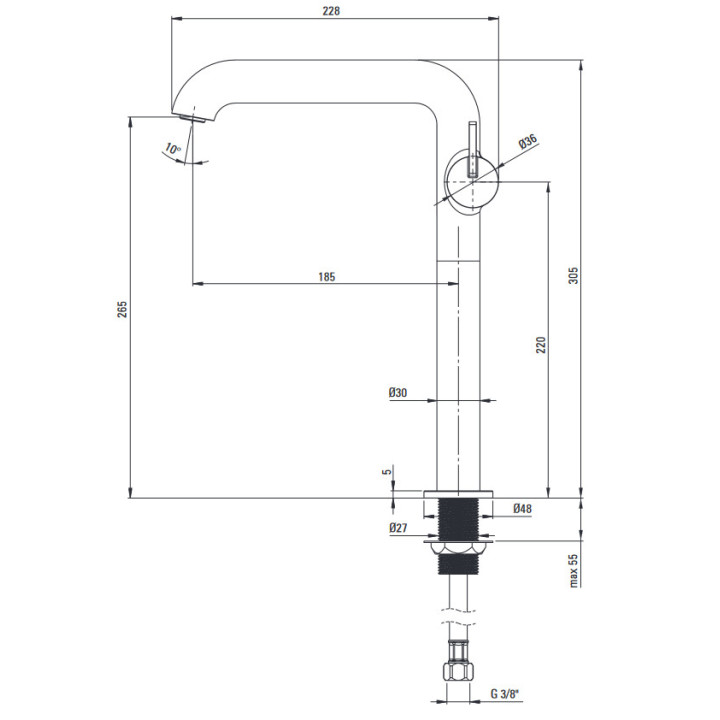 Bateria umywalkowa, Deante Silia, titanium