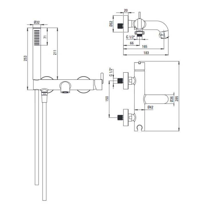 Bateria umywalkowa podtynkowa, Deante Silia, titanium