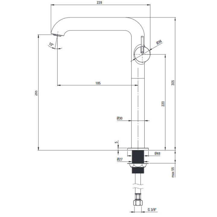 Bateria umywalkowa, Deante Silia, stal szczotkowana