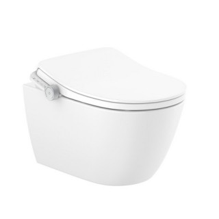 Miska WC podwieszana, Roca Ona In-Wash® Rimlessm ukryte przyłącze, wymaga podłączenia do prądu, biała