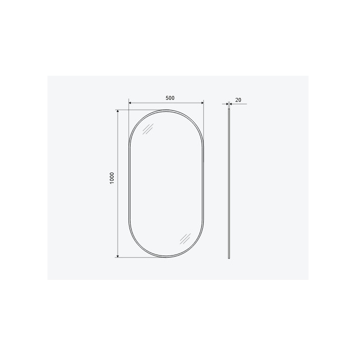 Lustro prostokątne Excellent Revia, wiszące, 100x50cm, czarny mat
